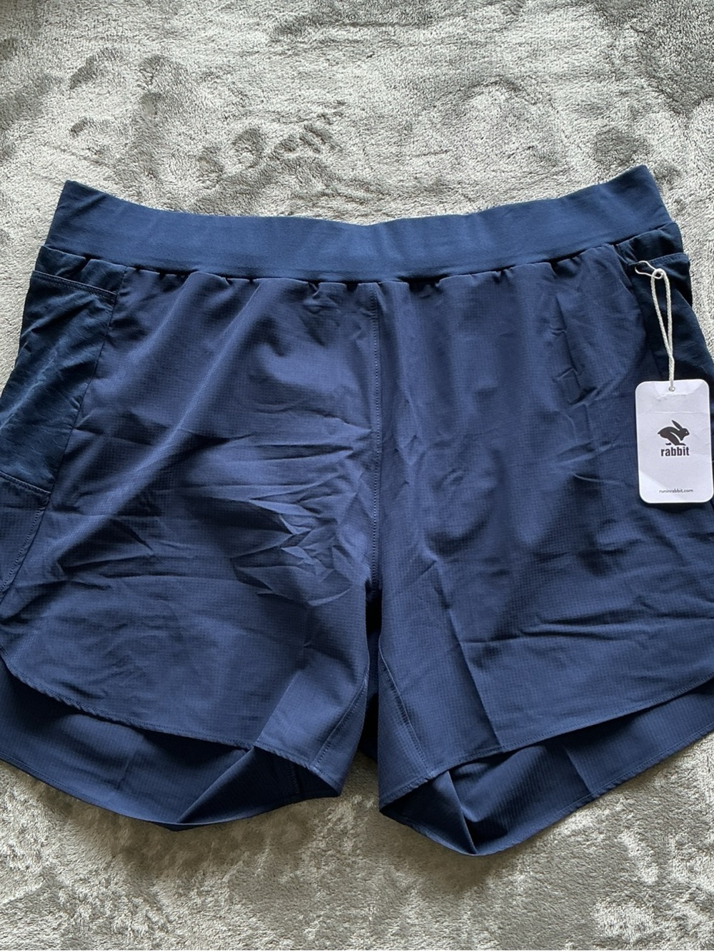 Rabbit Running Shorts men’s XL 5" Low Rise semi relaxed side back pockets lined
